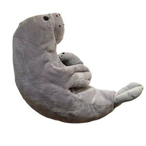 Manatee Sea Cow Plush With Baby 21 in Stuffed Animal Gray Peek a Boo Toys Ocean